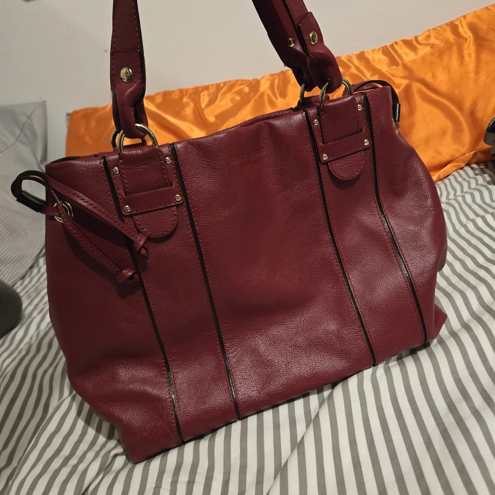 Authentic Kate Spade Red Leather Tote Bag With Leopard Print‎ Interior